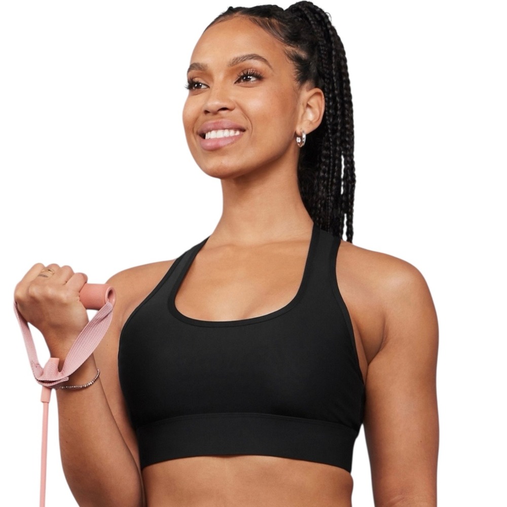 Fabletics Black Racerback Sports‎ Bra with Neck Pocket Size S #341